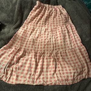 Women’s small pink gingham maxi skirt